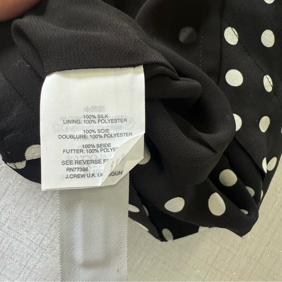 NWT J. Crew Silk Black White Polka Dot One-Shoulder Bow Top Size 00 - Picture 9 of 10